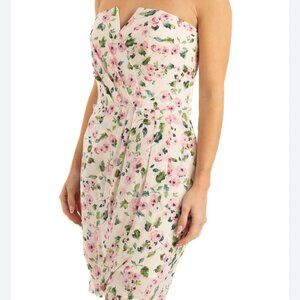 Yumi Kim 100% Silk White Floral Strapless Dress Women's XS